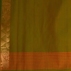 semi cotton short green saree with green boarder