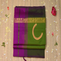 semi cotton green saree with dark green boarder