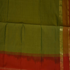 Semi Cotton green saree with mustard boarder