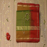 Semi Cotton green saree with mustard boarder