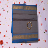 Semi Cotton Gray saree with Gold Jari Boarder.