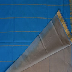 Semi Cotton Gray saree with Gold Jari Boarder.