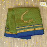 Ilkal Cotton Silk Green Shot Color Blue Border