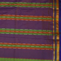 Ilkal Cotton Silk Green Shot Color Blue Border