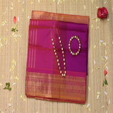 semi cotton pink saree with jari boarder