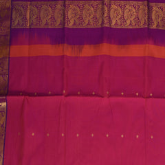 semi cotton pink saree with purple boarder
