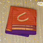 Ilkal Cotton Silk Orange Saree With Purple Border