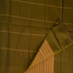 Silk cotton mehandi green saree with blouse