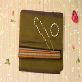 Silk cotton mehandi green saree with blouse
