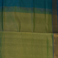 Silk cotton pista green saree with blue boarder