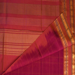 Silk cotton pink saree with jari boarder