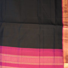 Silk cotton black saree with jari boarder