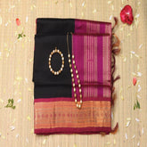 Silk cotton black saree with jari boarder