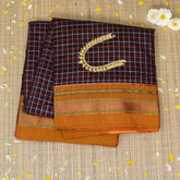 Ilkal Cotton Silk Brown Saree With Mustard Border