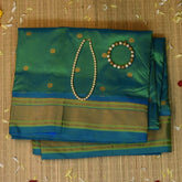Ilkal Gadwal Silk Paithani Pallu Rama Green Jari Boarder with Blouse