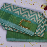 Pochampally Ikkat Sky Blue Saree with Zari Border and Blouse