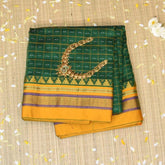 Ilkal Cotton Silk Green Saree With Yellow Border