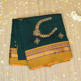 Ilkal Cotton Silk Green Saree With Mustard Border