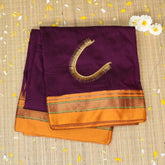 Ilkal Cotton Silk Grape Wine Color With Mustard Border1350