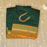 Ilkal Cotton Silk Green Saree With Mustard Border