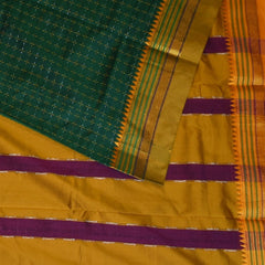 Ilkal Cotton Silk Green Saree With Mustard Border