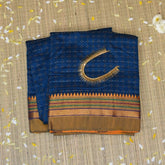 Ilkal Cotton Silk Peacock Blue With Yellow Zari Border