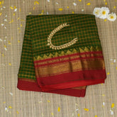 Ilkal Cotton Silk Green Saree Red Border