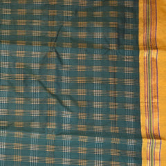 Ilkal Cotton Silk Bottle Green Saree With Mustard Border