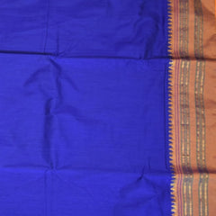 Ilkal Cotton Silk Blue Saree Rust Brown Border