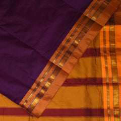 Ilkal Cotton Silk Grape Wine Saree With Yellow Border