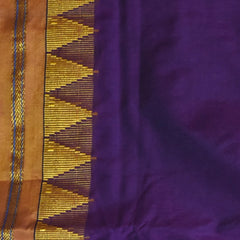 Ilkal Cotton Silk Grape Wine Saree With Yellow Border