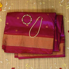 Ilkal Gadwal Silk Paithani Pallu Pink Saree Jari Boarder with Blouse