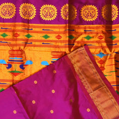 Ilkal Gadwal Silk Paithani Pallu Pink Saree Jari Boarder with Blouse