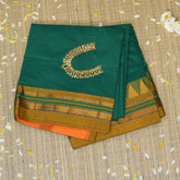 Ilkal Cotton Silk Green Saree With Mustard Yellow