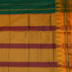 Ilkal Cotton Silk Green Saree With Mustard Yellow