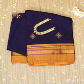 Ilkal Cotton Silk Kasuti Brinjal Purple With Mustard Border