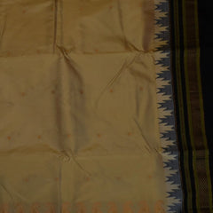 Ilkal Gadal Pure Silk Cream Saree With Black Border