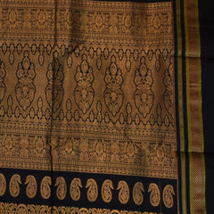 Ilkal Gadal Pure Silk Cream Saree With Black Border