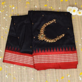 Ilkal Gadwal Pure Silk Black Saree With Red Border