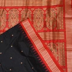 Ilkal Gadwal Pure Silk Black Saree With Red Border