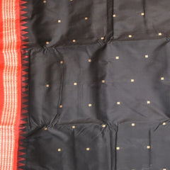 Ilkal Gadwal Pure Silk Black Saree With Red Border
