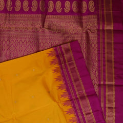 Ilkal Gadwal Pure Silk Yellow Saree With Shocking Pink Border