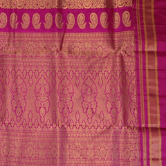 Ilkal Gadwal Pure Silk Yellow Saree With Shocking Pink Border