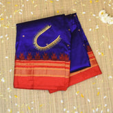 Ilkal Gadwal Pure Silk Purple Saree With Red Border
