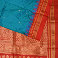 Ilkal Gadwal Pure Silk Blue Saree With Red Border