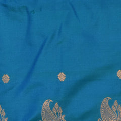Ilkal Gadwal Pure Silk Aqua Blue Saree With Ink Blue Border