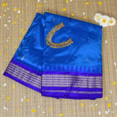 Ilkal Pure Silk Blue Saree With Violet Border