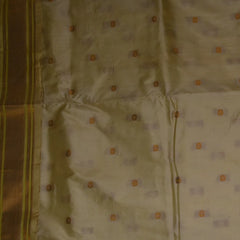 Ilkal Gadwal Silk Paithani Pallu Cream Saree Jari Boarder with Blouse