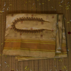 Ilkal Gadwal Silk Paithani Pallu Cream Saree Jari Boarder with Blouse