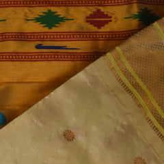 Ilkal Gadwal Silk Paithani Pallu Cream Saree Jari Boarder with Blouse
